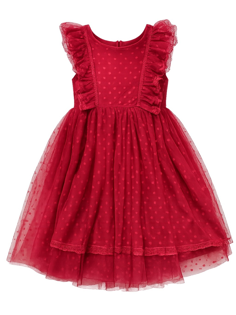 Red Ruffled Tulle Dress